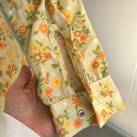 Vintage 60s 70s NWT Fall Tones Floral Flower Power Mod Dress - Picture 8 of 10